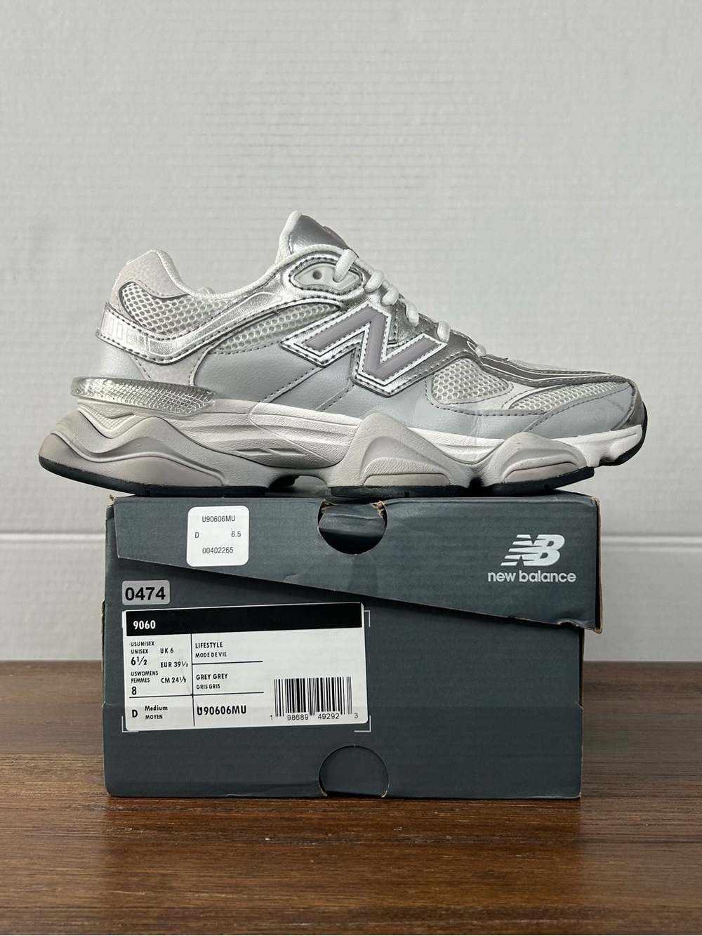 New Balance 9060 Raincloud Truffle Salt Silver and Grey Sneakers M6.5/W8